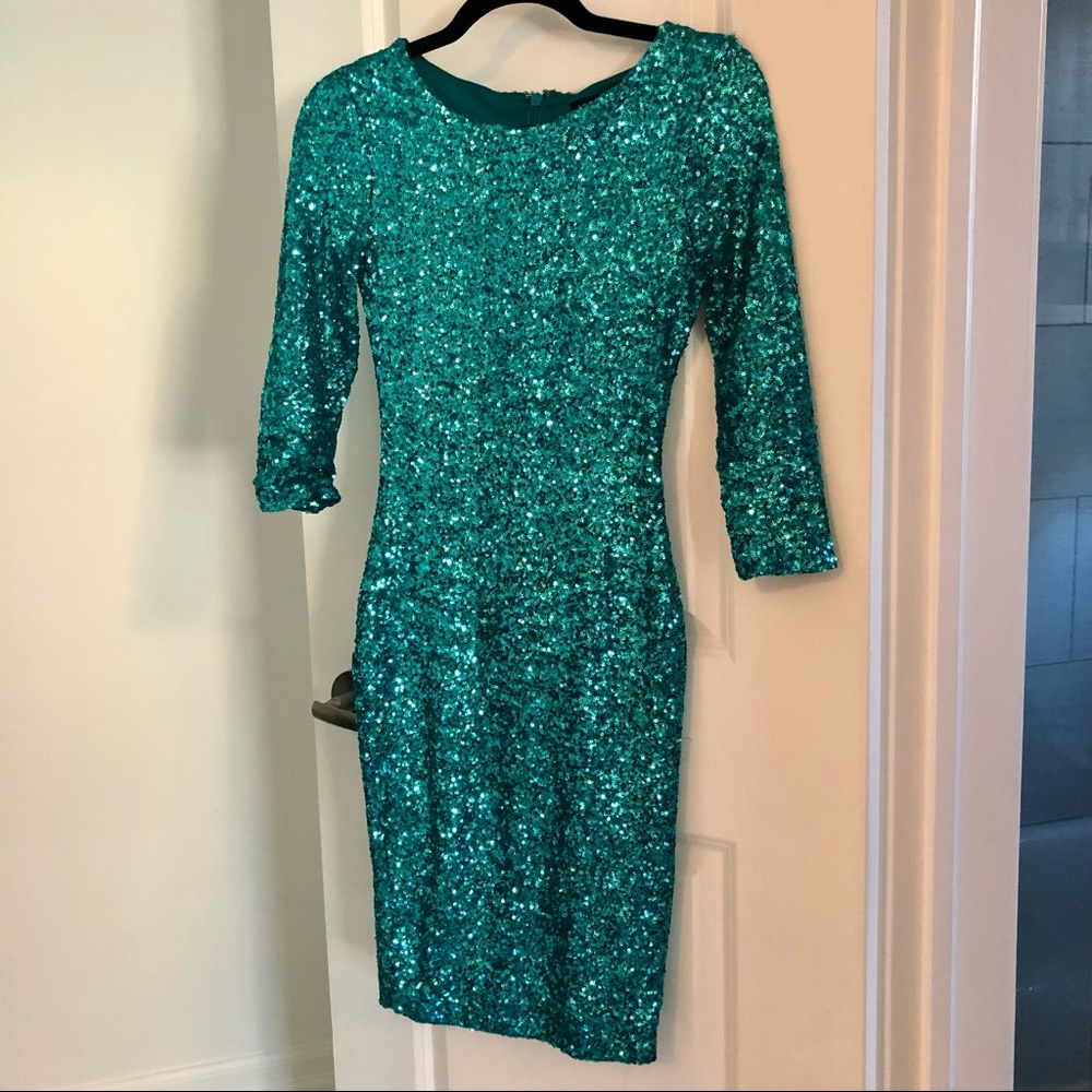 Teal sequin Topshop party bodycon dress - like new